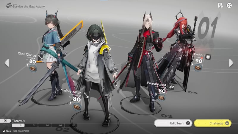 Đội hình thay thế dành cho Ember gồm Pogranichnik, Endministrator, Chen Qianyu