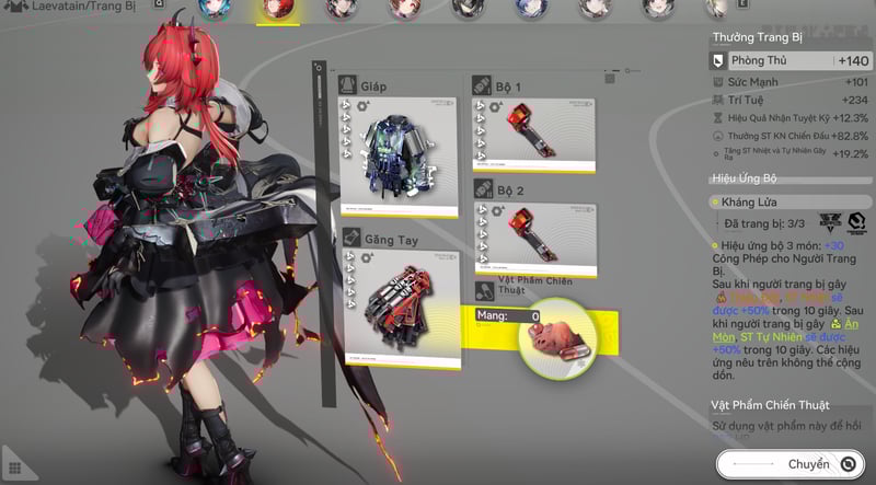 Trang bị tốt nhất dành cho Laevatain là bộ trang bị Kháng Hỏa