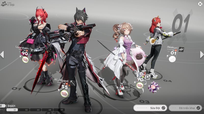 Đội hình lý tưởng cho Laevatain là Wulfgard, Akekuri, Ardelia