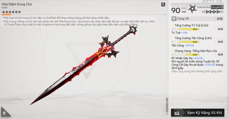 Vũ khí tốt nhất của Laevatain tên là Hỏa Diệm Dung Chú