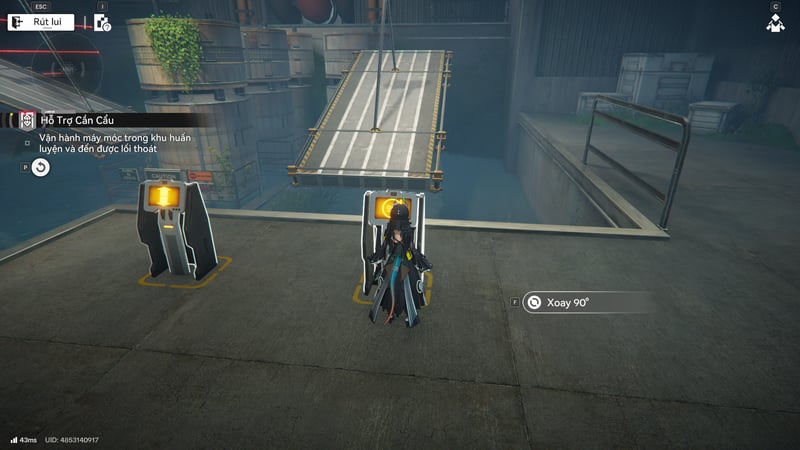 Kích hoạt bảng điện tử xoay để đưa hướng trút xuống về phía nhân vật