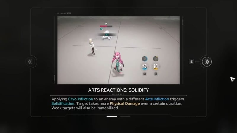 Phản ứng nguyên tố Solidification khi Cryo tác động lên kẻ địch trong Arknights: Endfield