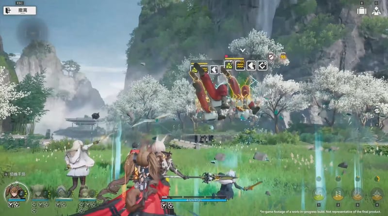 Hình ảnh combat trong các trận chiến với nhiều Đặc Vụ phối hợp trong Arknights: Endfield