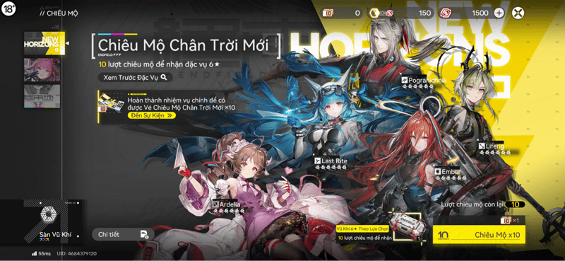 Banner Chiêu Mộ Chân Trời Mới với mốc pity 40 lượt trong Arknights Endfield