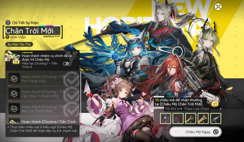 Giao diện sự kiện Chân Trời Mới trong Arknights Endfield