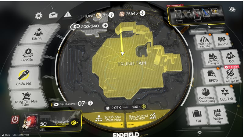 Giao diện nhiều hệ thống trong Arknights: Endfield khiến người mới dễ bị ngợp