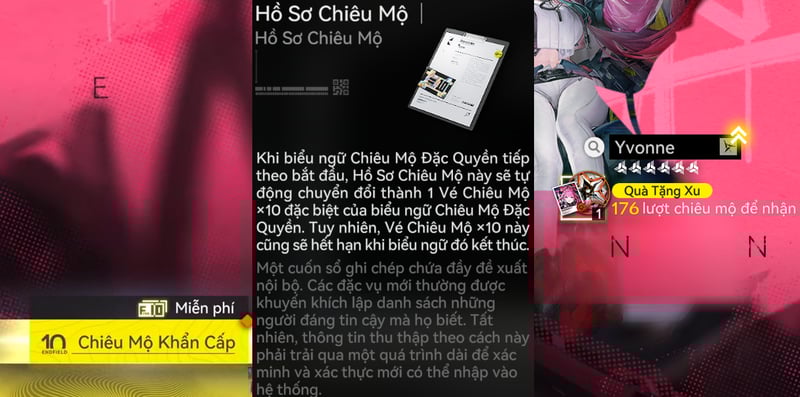 Phần thưởng sự kiện Chiêu Mộ Đặc Quyền Sắc Màu Đam Mê