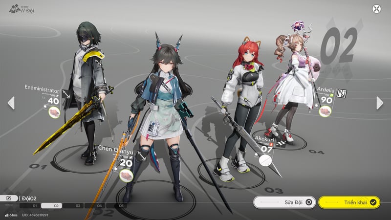 Đội hình tối ưu nhất của Chen Qianyu gồm Endministrator, Akekuri, Ardelia