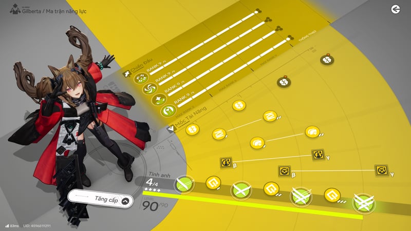 Ưu tiên nâng kỹ năng đúng kĩ năng cho Gilberta