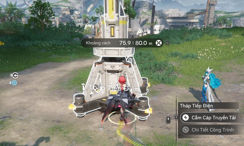 Hệ thống điện trong Arknights Endfield với Tháp Tiếp Điện và giới hạn nối tối đa 80 mét