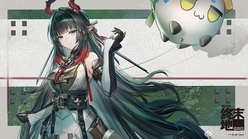 Hình ảnh Zhuang Fangyi trong Arknights: Endfield với vai trò Đấu Sĩ 6 sao hệ Điện sử dụng đại đơn vị thuật pháp.