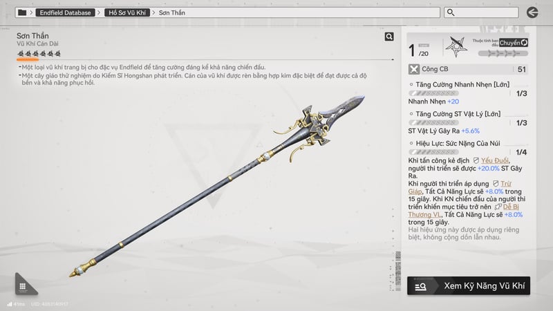 Vũ khí tốt nhất của Lifeng tên là Sơn Thần