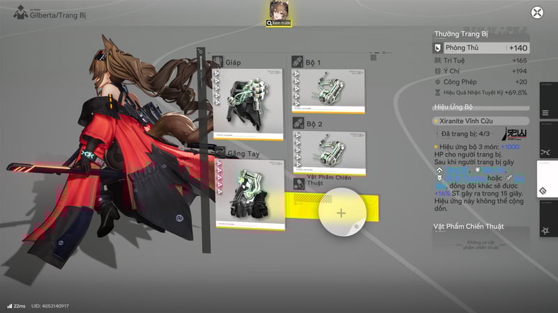 Xiranite Vĩnh Cửu là bộ trang bị tốt nhất dành cho Gilberta.