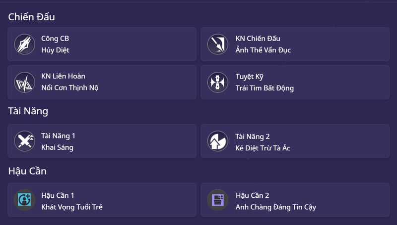 Thông tin kỹ năng của Lifeng
