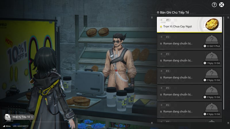 Danh sách yêu cầu chế tạo món ăn của sự kiện