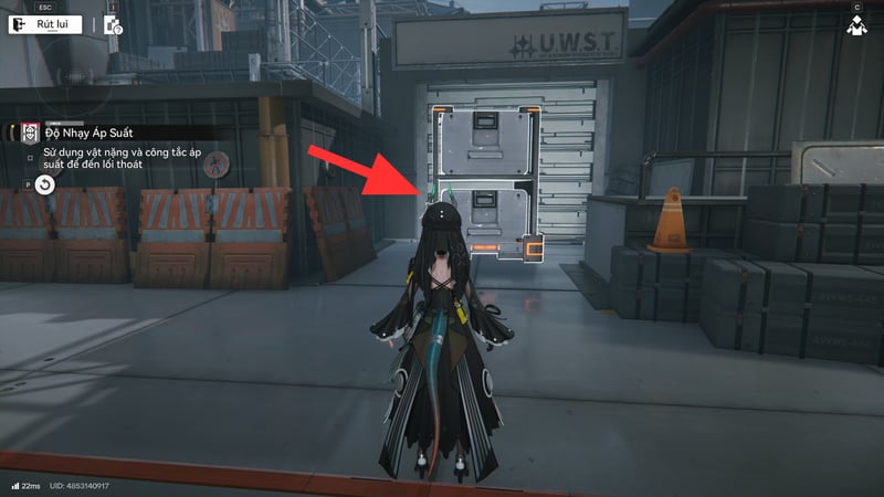 Đưa thùng hàng sang vị trí này để tạo bục nhảy lên chỗ tiếp theo