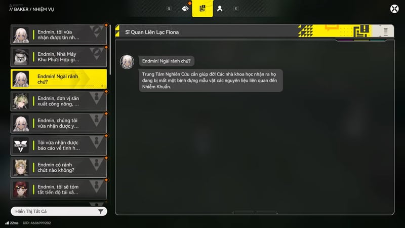 Đọc Tin Nhắn Từ Sĩ Quan Liên Lạc Fiona