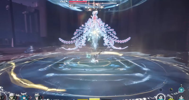 Tangtang sử dụng Tuyệt Kĩ đóng băng Boss trong Arknights Endfield