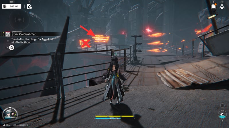 Đoạn đường phía trước có nhiều trụ phun lửa và các Aggeloi tấn công