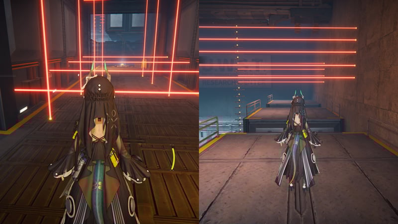 Căn phòng có hai đợt laser chia ra thành hai đoạn đường ta phải vượt qua