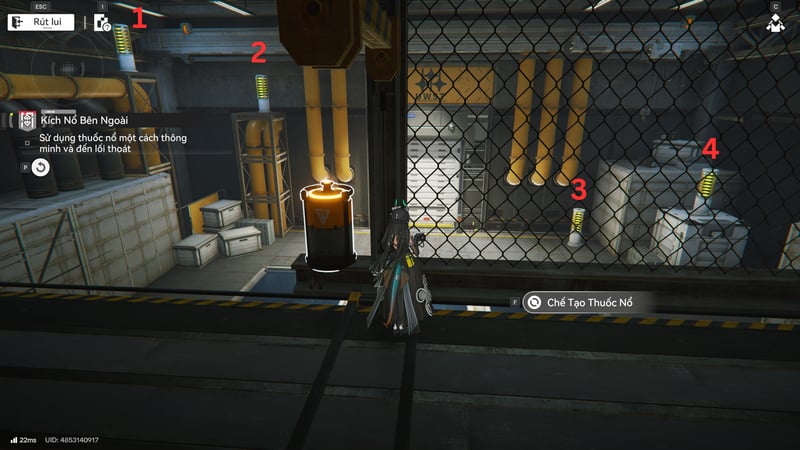 Căn phòng thứ hai có bốn trụ điện, sử dụng thuốc nổ để mở chúng