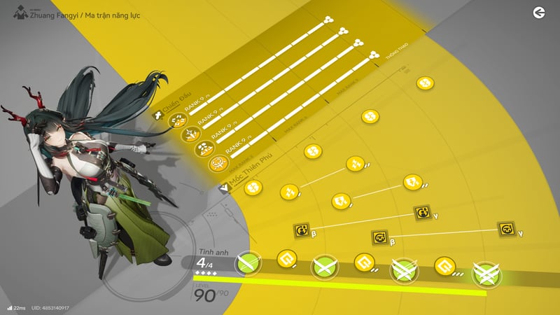 Ưu tiên nâng kỹ năng đúng kĩ năng cho Zhuang Fangyi