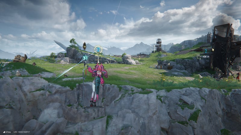 Giao diện nhân vật đang sử dụng Zipline trong Arknight Endfield