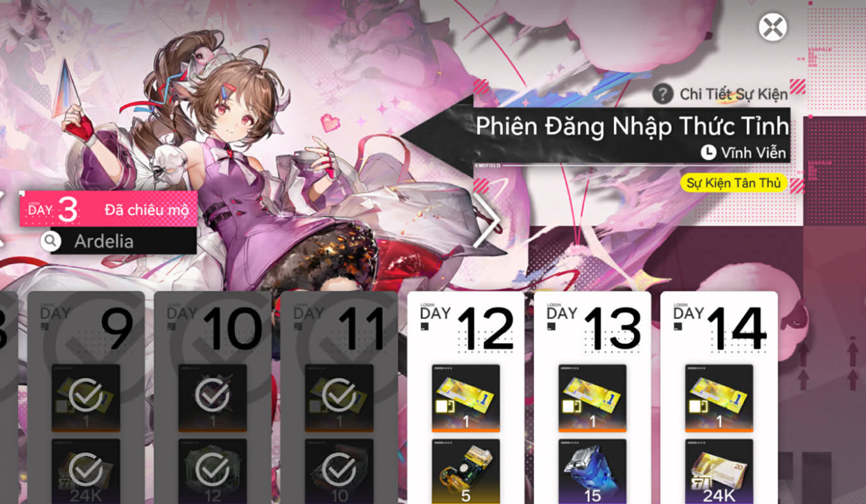 Giao diện sự kiện Phiên Đăng Nhập Thức Tỉnh trong Arknights Endfield