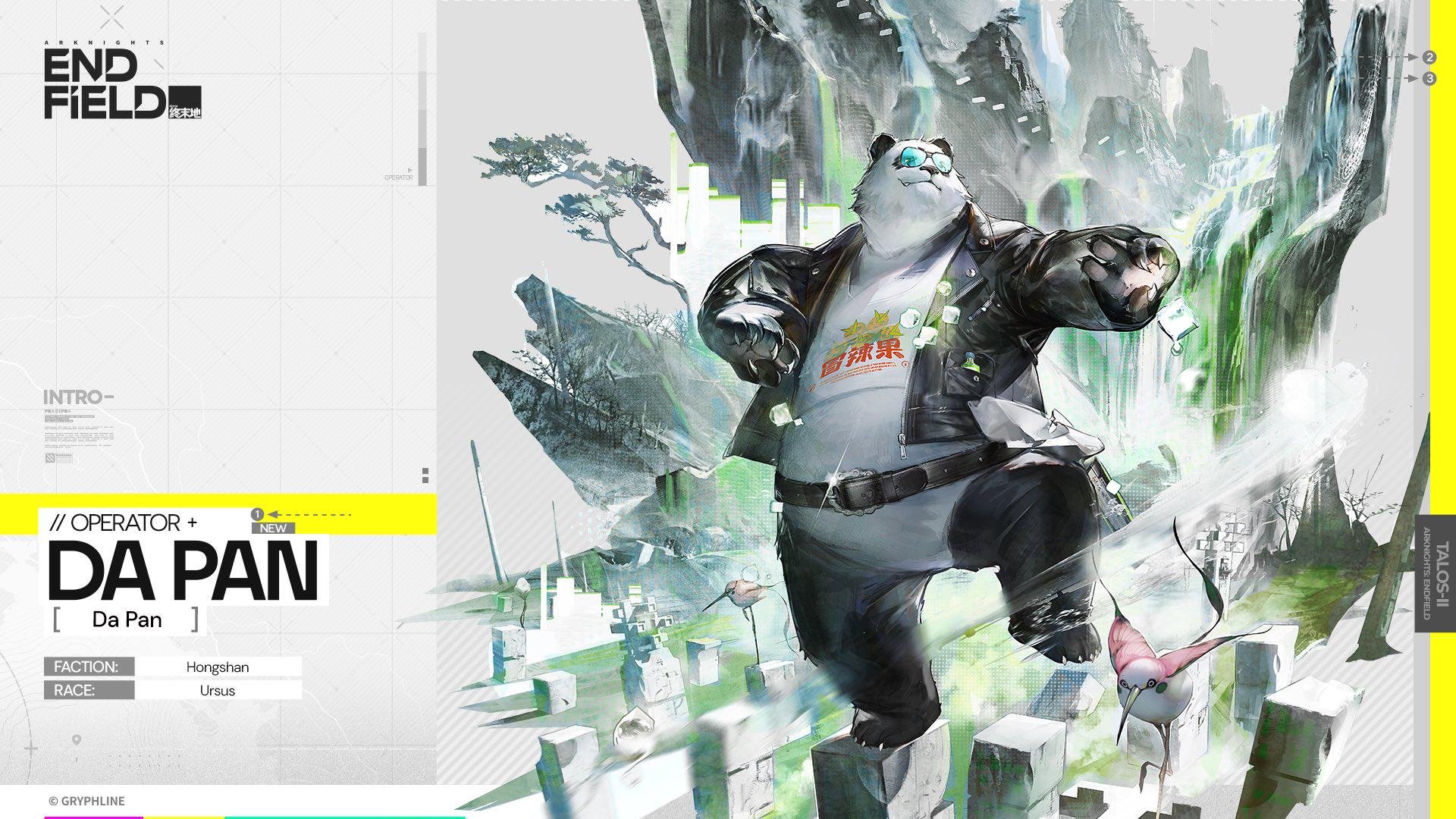 Da Pan trong Arknights: Endfield – Striker cận chiến sử dụng dụng cụ nấu ăn làm vũ khí, nổi bật với lối đánh trực diện, sáng tạo và đầy cá tính. Hình ảnh Da Pan trong Arknights: Endfield với vai trò Striker cận chiến và phong cách chiến đấu độc đáo